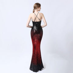 Ladies Fashion Sexy Sling Slim Sequined Party Evening Dress