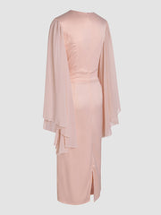 Pink Chiffon Elegant Hot Diamond Button Waist Pack Dress