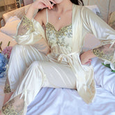 New product ladies pajamas sexy silk suspender nightdress + nightgown two-piece home service