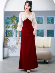 Best-selling new toast dress bride 2022 new winter wedding engagement long red simple fashion daily dress