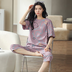 Cotton Pijama Pajamas Sets Women Pyjamas Sleepwear Mujer Nightwear Plus Size Minimalist Capris Pants Homewear