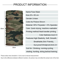 Camouflage Cycling Face Mask Tactical Military Scarf Neck Gaiter Men Seamless Bandana Women Headband Balaclava Tube Face Shield