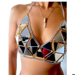 New fashion nightclub acrylic paillette triangle stitching bikini
