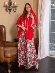 Middle East New Hand Print Jalabiya Diamond Robe Arabian Kaftan Saudi Dubai