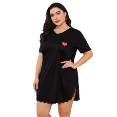 بيجامة نسائية أوروبية وأمريكية مقاس 200 قطط كبيرة الحجم بالإضافة إلى السمنة مم فستان نوم بأكمام قصيرة للربيع والصيف