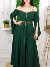 Green Elegant Waist Dress