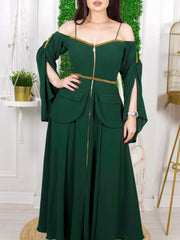 Green Elegant Waist Dress
