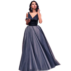 European and American wedding dress AliExpress women's V-neck dress high-end long skirt