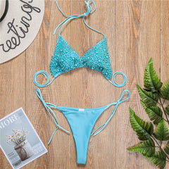 Cross-border European and American foreign trade new pearl bikini sexy thong swimsuit AliExpress Amazon hot style swimsuit