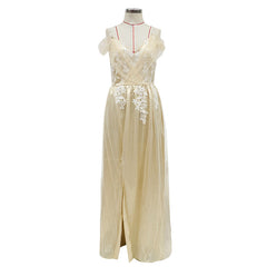 European and American foreign trade new women's clothing wish Amazon sexy V-neck slit dress lace dress