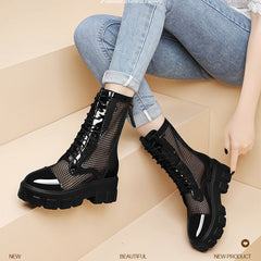 Net gauze boots children Martin boots new women's shoes summer mid-tube net shoes boots women mid-heel