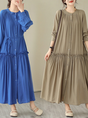 Plus size women's clothing 2023 autumn new fat MM and thin solid color long dress