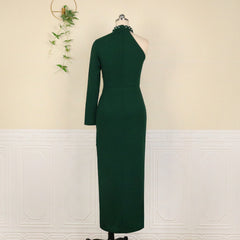 Women Dress Bodycon Party Beading Irregular Sleeves Sheath Celebrate Occasion Christmas African Night Birthday Event Robes