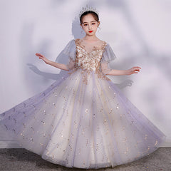 Girls' evening dress 2023 children's host catwalk costume flower girl wedding little girl birthday dress spring