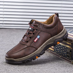 Autumn new men's shoes breathable leather casual shoes men's trend outdoor hiking sneakers