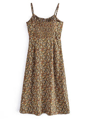 المرأة بوهو نمط الأزهار المطبوعة ميدي فستان عادية السباغيتي حزام ألف خط فستان السيدات موضة فستان بحزام السباغيتي