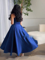 Blue Elegant Satin Hot Diamond Large Dress