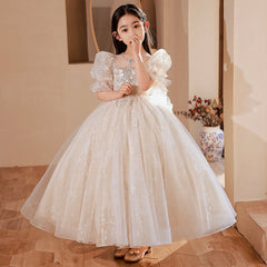 Children's dress dress flower girl wedding light luxury high-end girl host piano performance dress girls summer