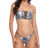 بيكيني جديد مجوف على الصدر لعام 2022، ملابس سباحة مثيرة بطبعة جلد الثعبان والفهد