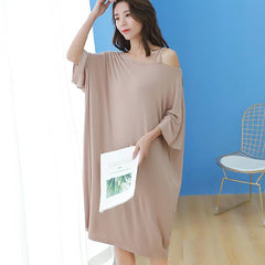 2019 summer plus size night dress women  soft sexy strapless sleepwear nightgowns sleepshirts sleepdress home outfits