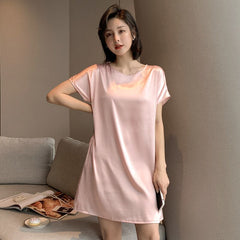 Summer New Lady Nightgown Nightdress Trim Satin Sleepwear Nightwear Sexy Sleepdress Homedress Casual Home Dressing Gown Lingerie