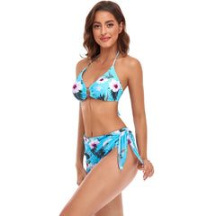 New European and American three-piece swimsuit wish triangle sub-system with halter neck foreign trade printing swimsuit