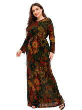 Women's European and American new large-size dress autumn and winter long-sleeved ethnic style printed dress