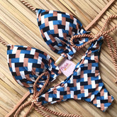 New swimwear plaid print split swimsuit female European and American sexy bikini BIKINI