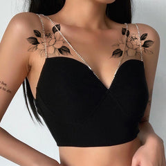 Pencil Sketch Flower Temporary Tattoos Sticker Women's Fashion Body Art Arm Wasit Tatoos Fake Black Rose Waterproof Tattoo Decal