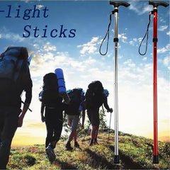 Outdoor Hiking Camping Mountaineering Poles Walking Stick Telescopic Baton Trekking Poles Folding Cane Crutches Pole Unisex