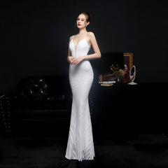 Hot sale new 2023 sequin fishtail long dress performance net red event banquet car model etiquette evening dress