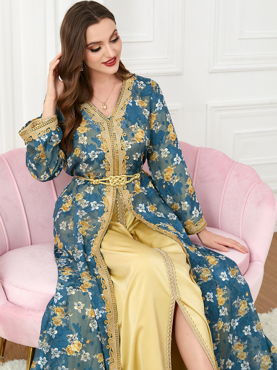 Jalabiya Patchwork Fashion Chiffon Printing Dress