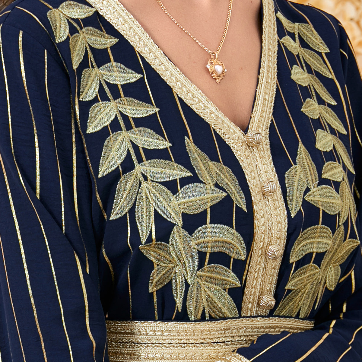 Jalabiya stripe Embroidery  dress