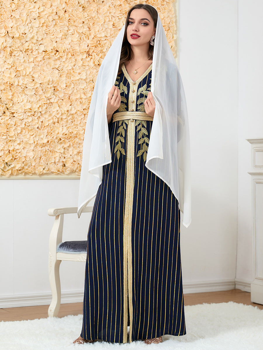 Jalabiya stripe Embroidery  dress