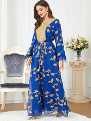 Jalabiya Chiffon Hot stamping Plume Dress