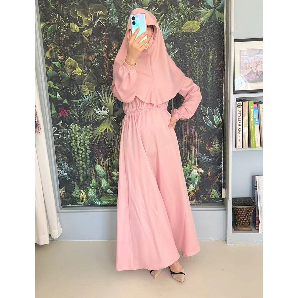 Muslim women's elegant and fashionable solid color dress