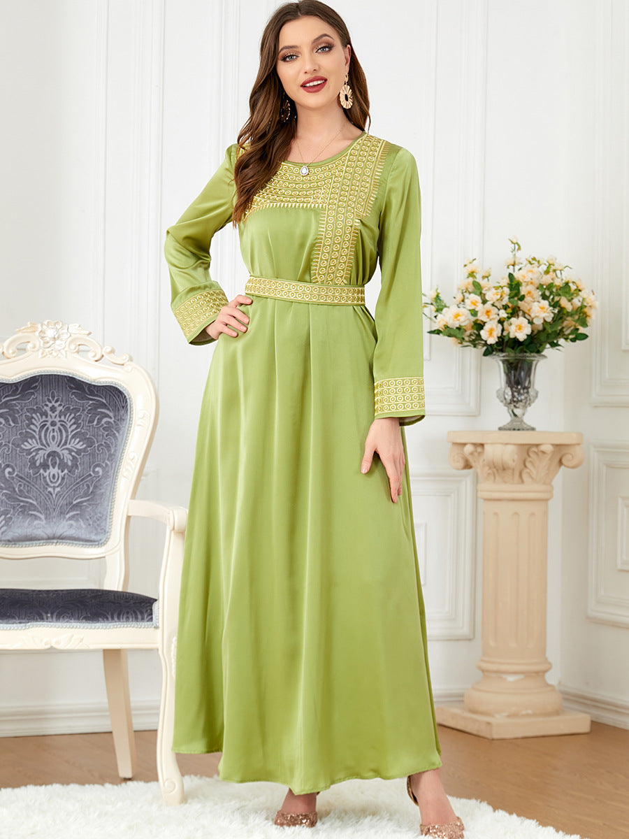 Jalabiya Hot stamping Embroidery Satin Chiffon Dress