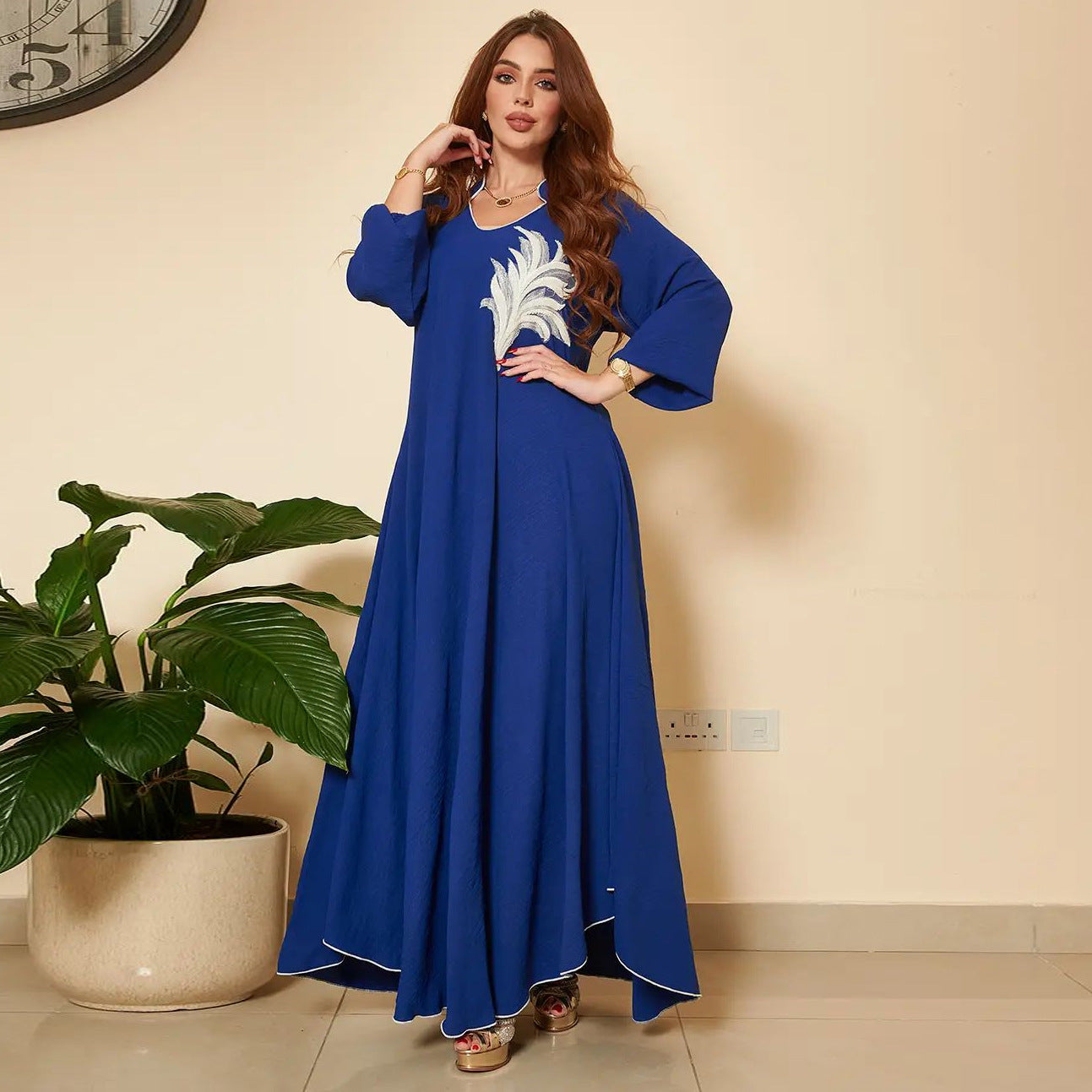 Jalabiya Ice crepe Embroidery  dress