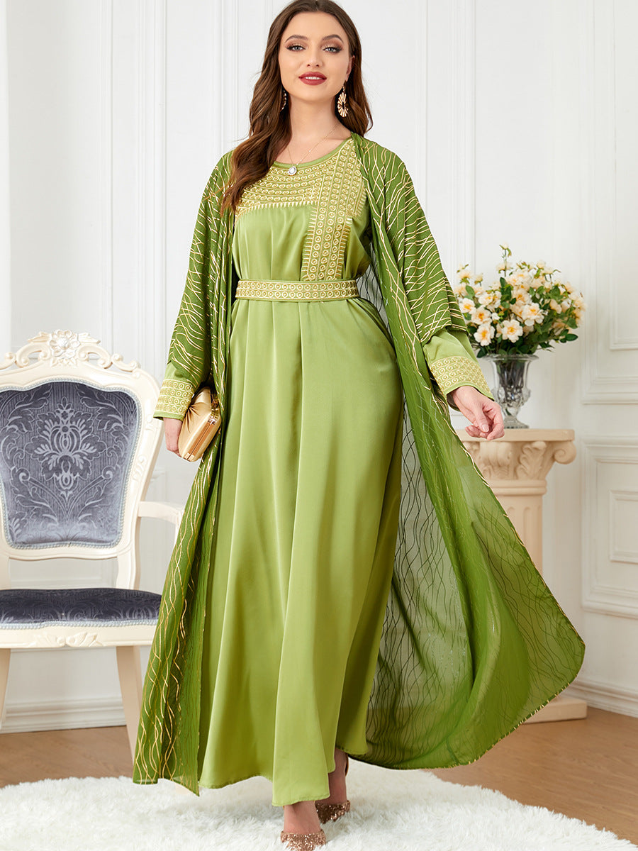 Jalabiya Hot stamping Embroidery Satin Chiffon Dress