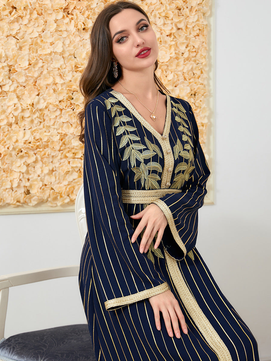 Jalabiya stripe Embroidery  dress