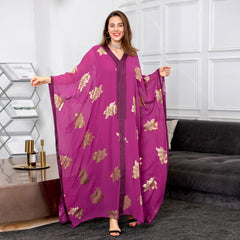 Jalabiya Hot stamping Dolman Sleeve Chiffon Dress