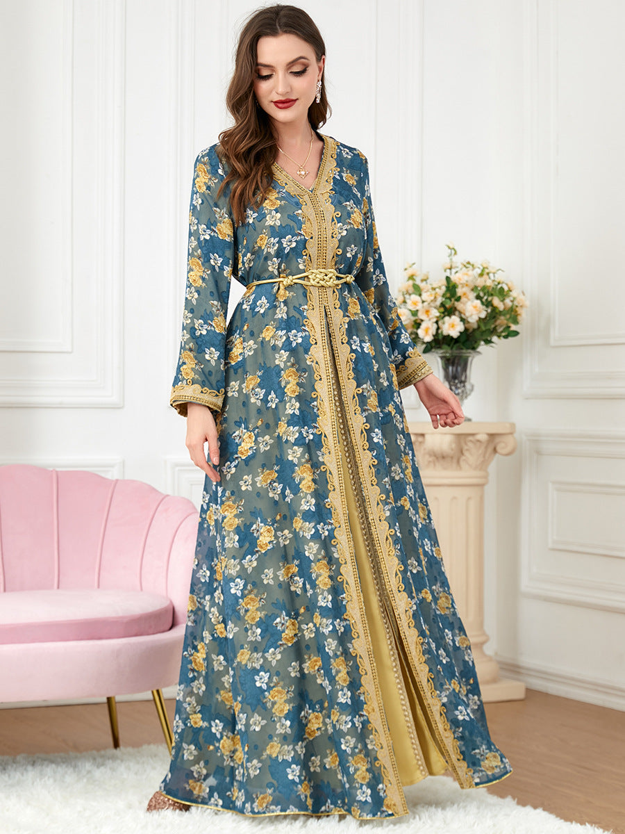 Jalabiya Patchwork Fashion Chiffon Printing Dress