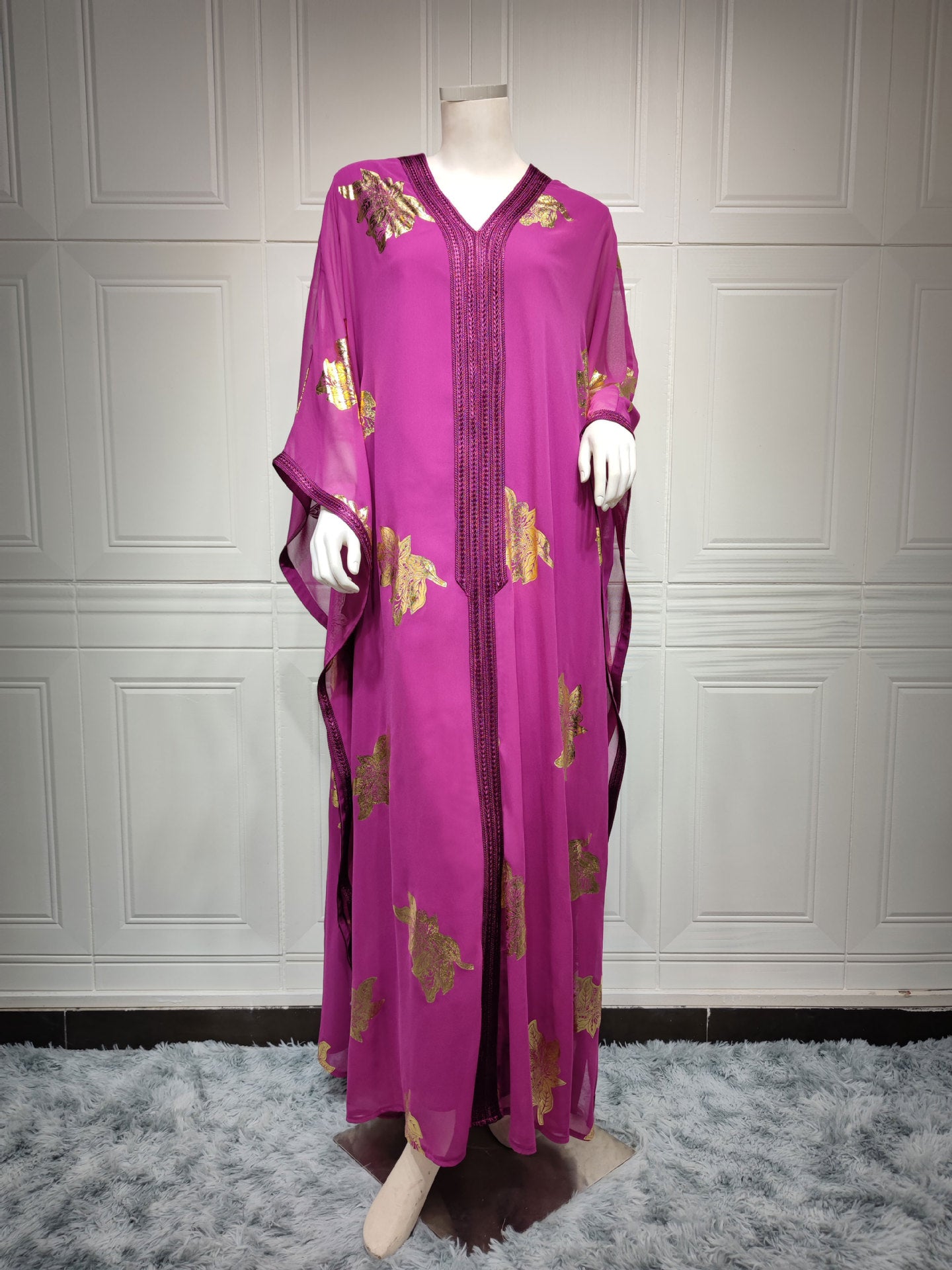 Jalabiya Hot stamping Dolman Sleeve Chiffon Dress