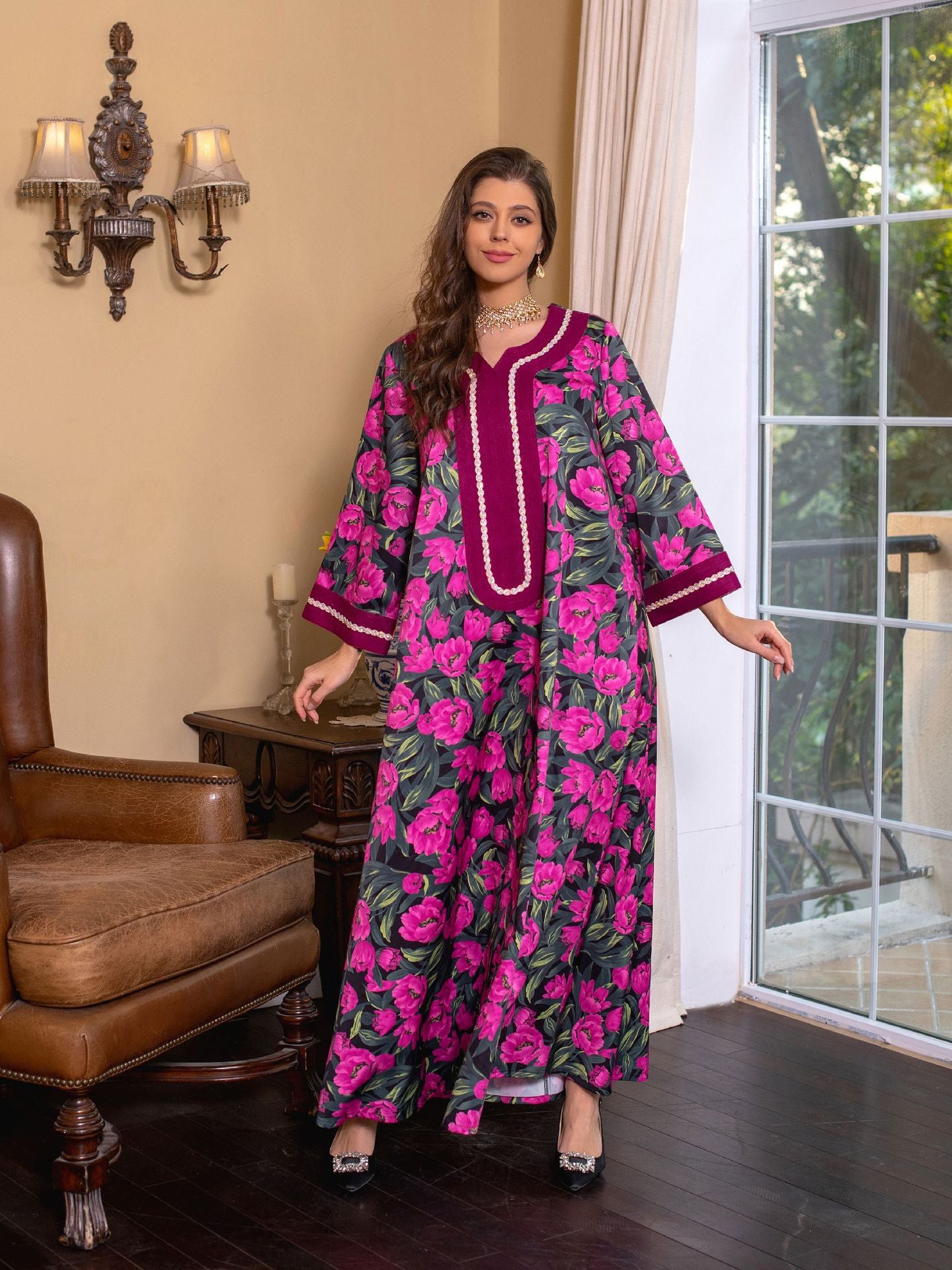 Jalabiya Printed hot drill dress