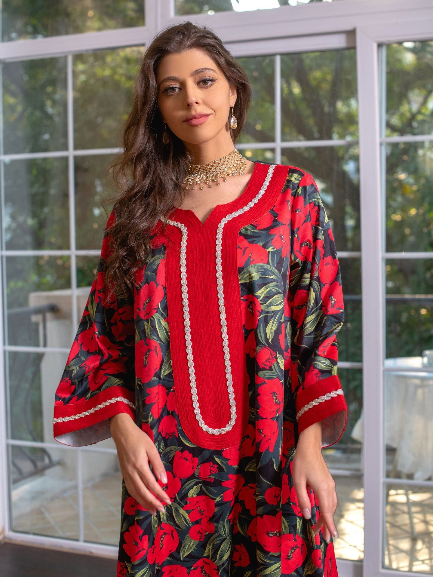 Jalabiya Printed hot drill dress