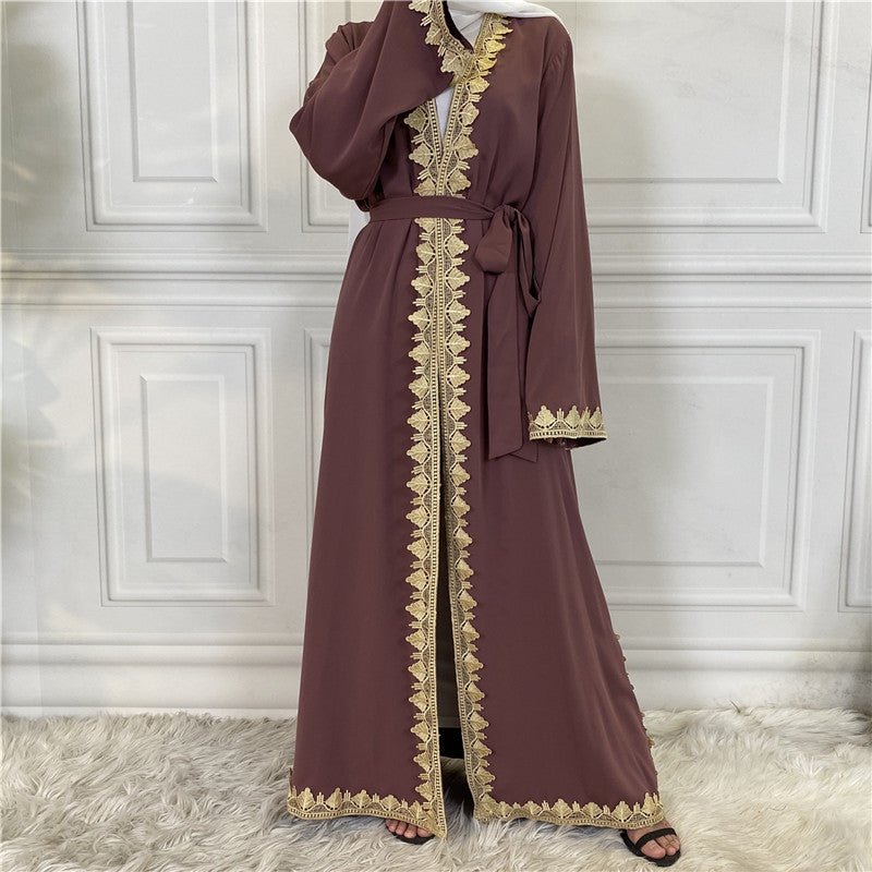 Jalabiya printing solid color embroidery dress