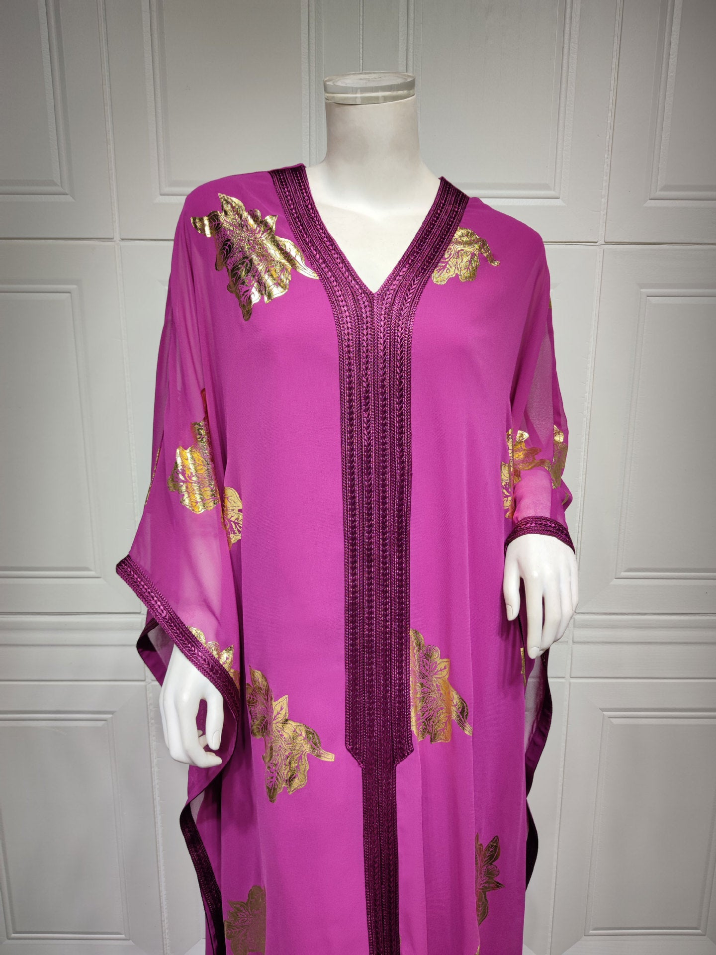 Jalabiya Hot stamping Dolman Sleeve Chiffon Dress