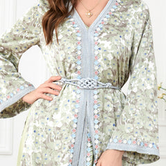 Jalabiya Printing Two-piece Set Patchwork Soft Dress