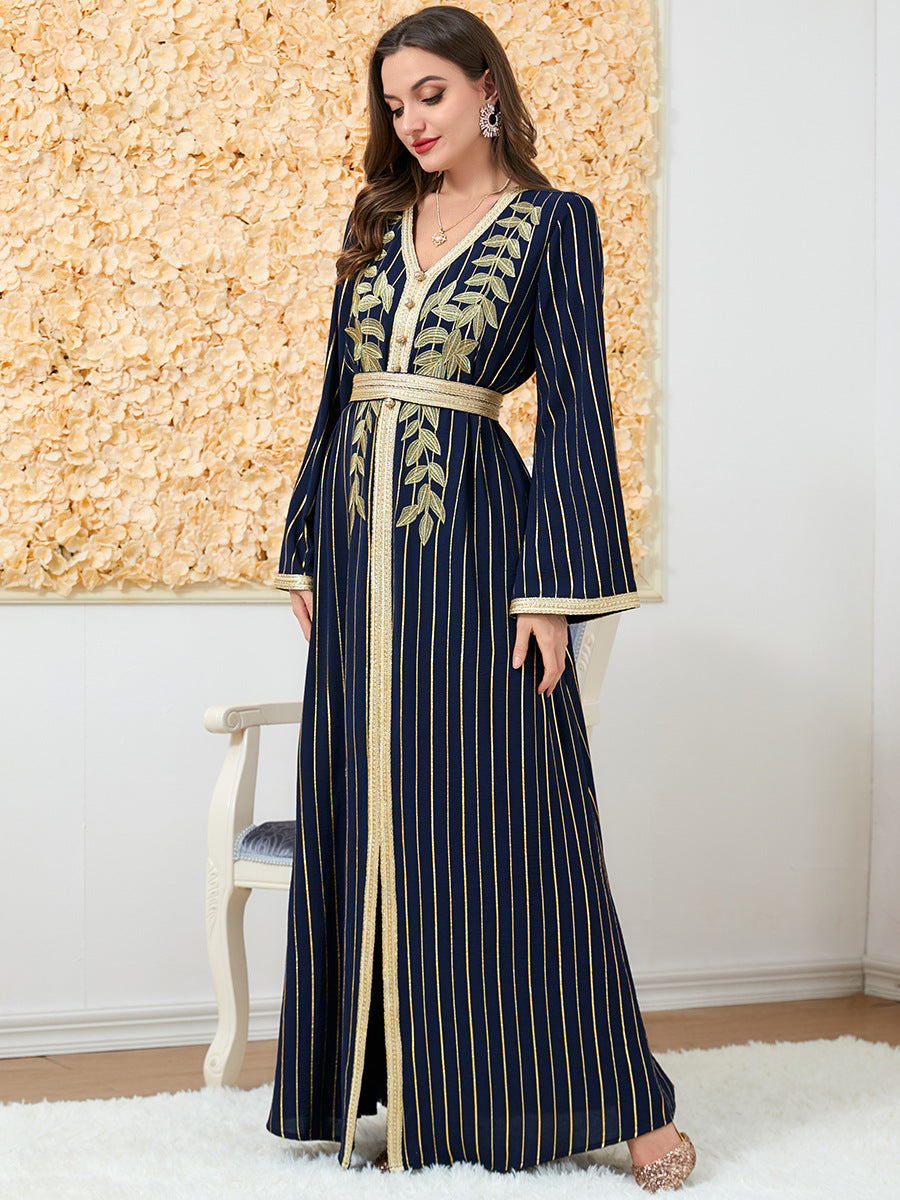 Jalabiya stripe Embroidery  dress