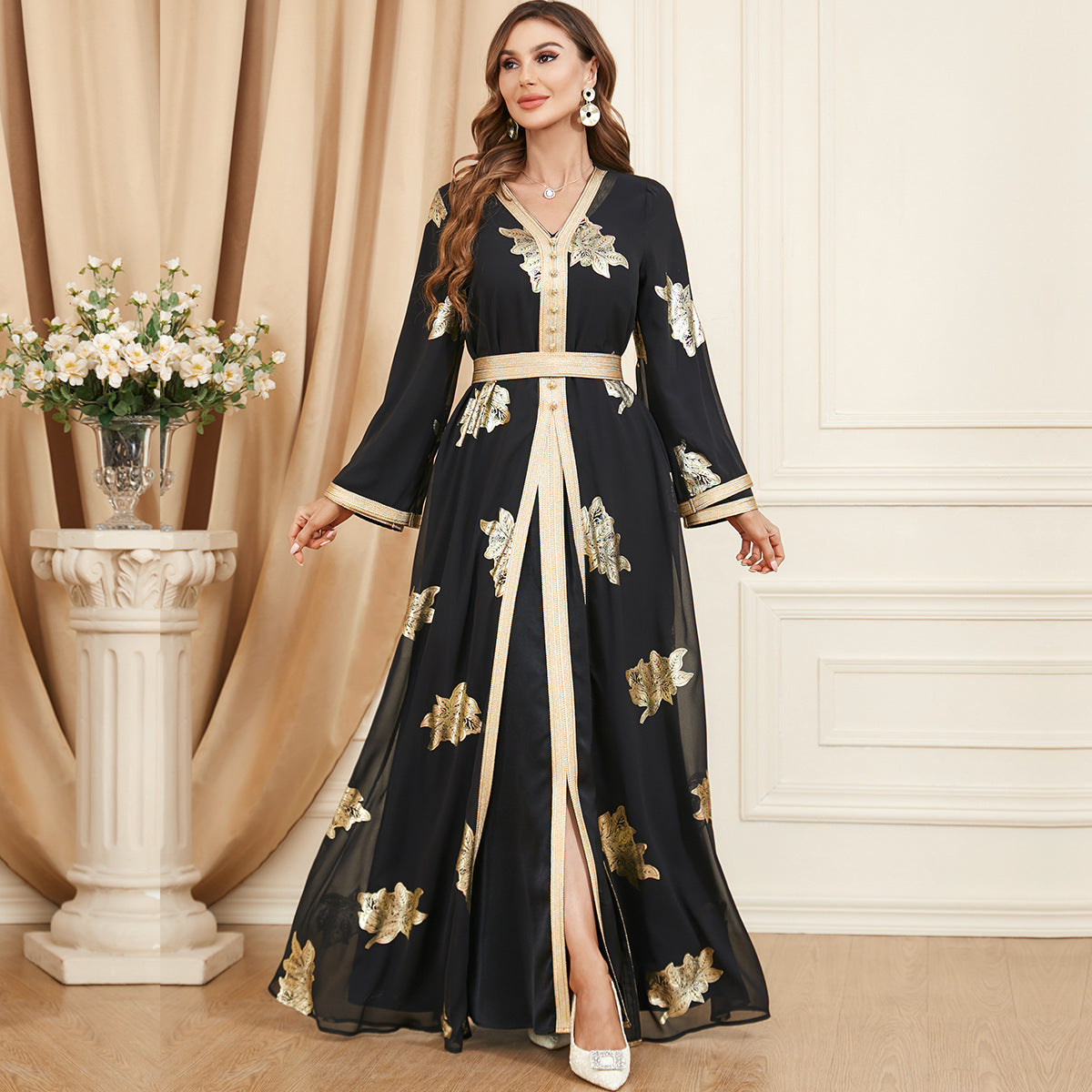 Jalabiya printing Chiffon dress